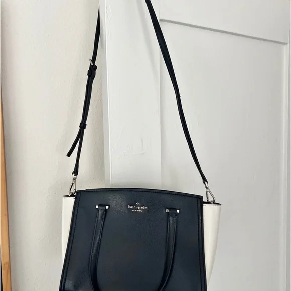 kate spade Black and White Leather Satchel with Gold Hardware - Picture 2 of 5